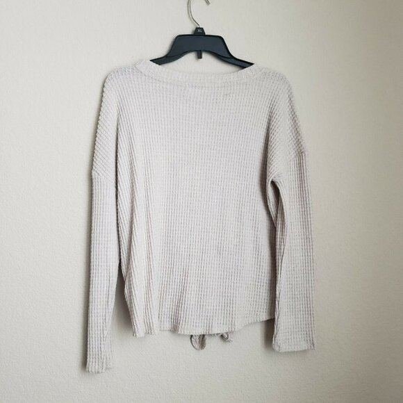 NWT Pink Rose Women's Cardigan V-Neck‎ Waffle Knit Long Sleeves Tie Knot XL - Picture 3 of 14